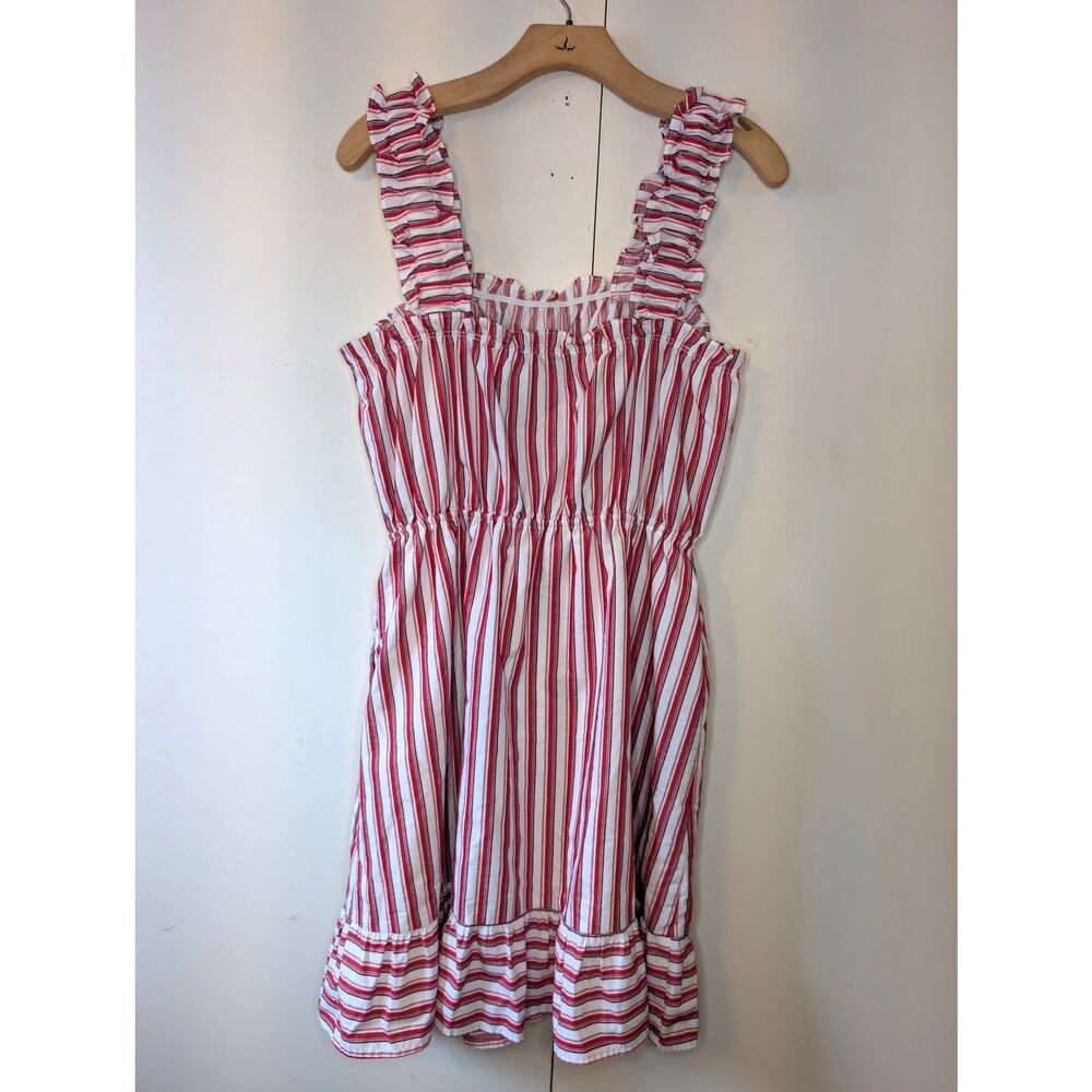 Doe & Rae Red & White Striped Ruffled Dress - Picture 8 of 9